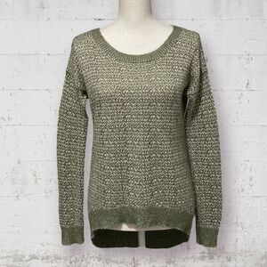 LEVI’S | High-Low Scoop Neck Green & White Knit Ribbed Thin Pullover Sweater XS
